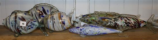 6 Murano glass fish